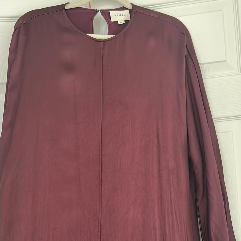 Maroon Long Sleeve Dress Abaya